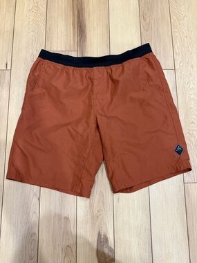 Prana Orange and Black Lined Active Shorts